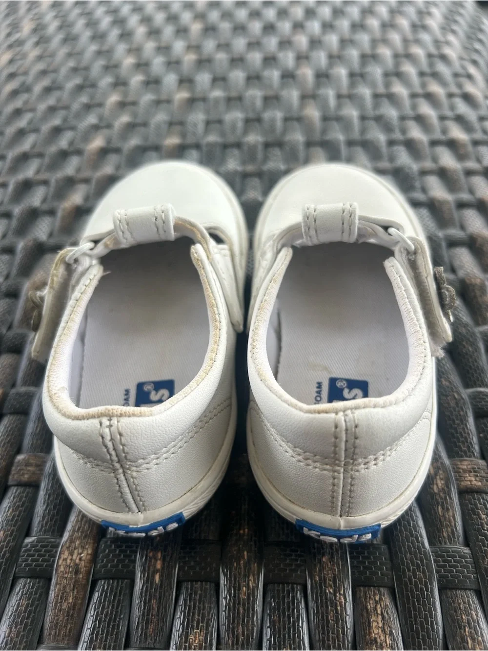 Keds White Kids T‑Strap Hook-and-Loop Sneakers